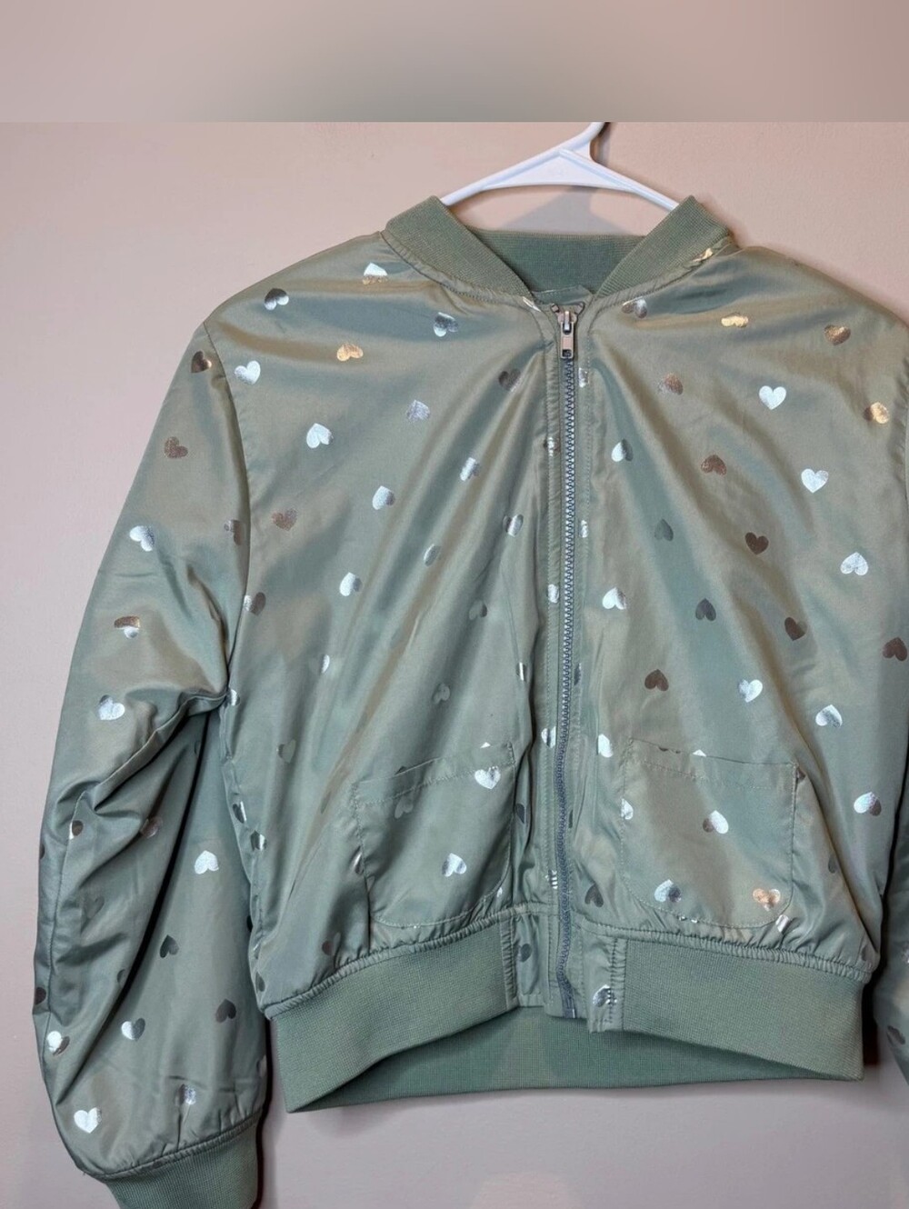 Penelope Mack Olive Green Heart-Print Puffer Jacket